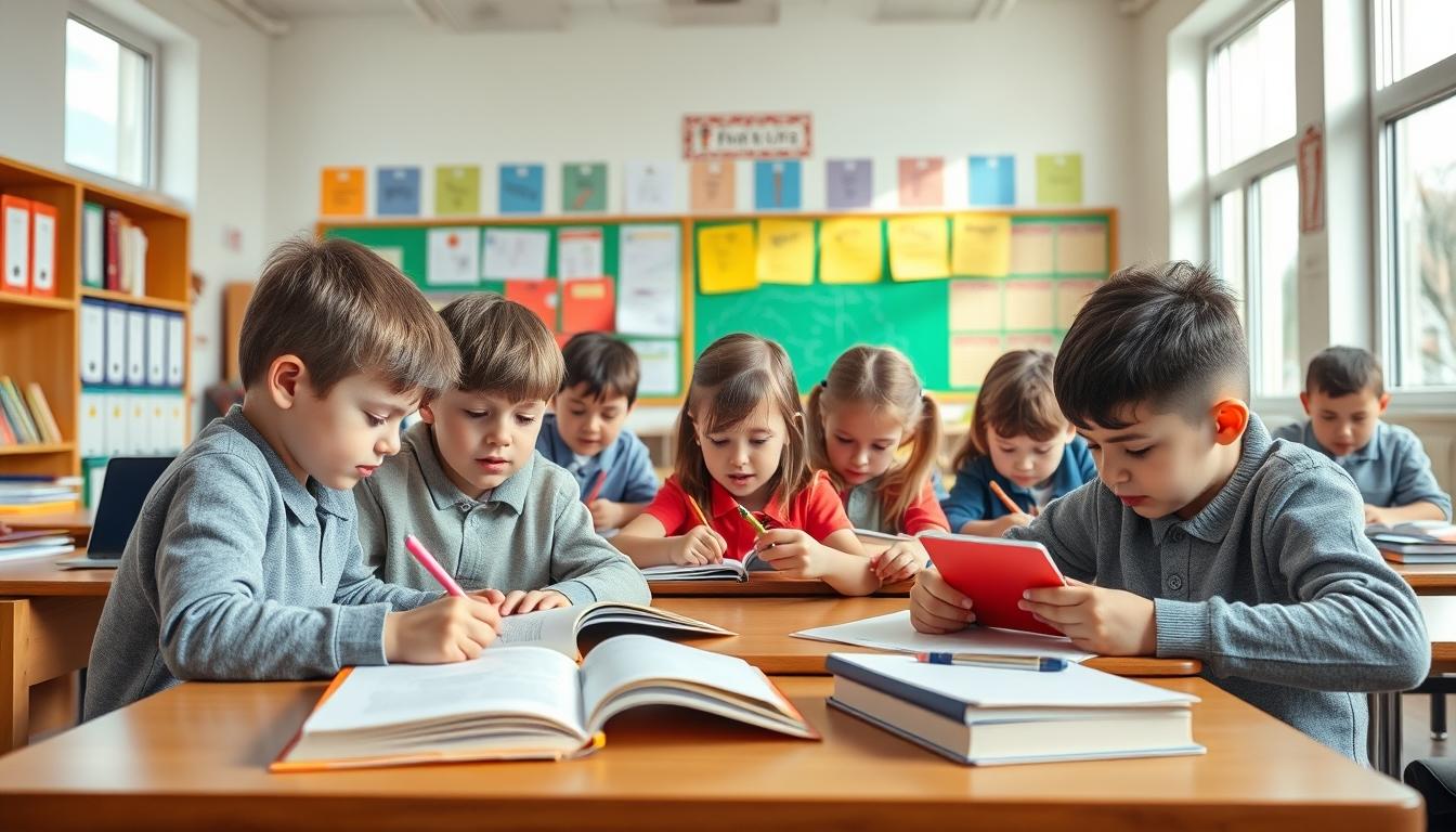 Student using a study guide to organize academic notes